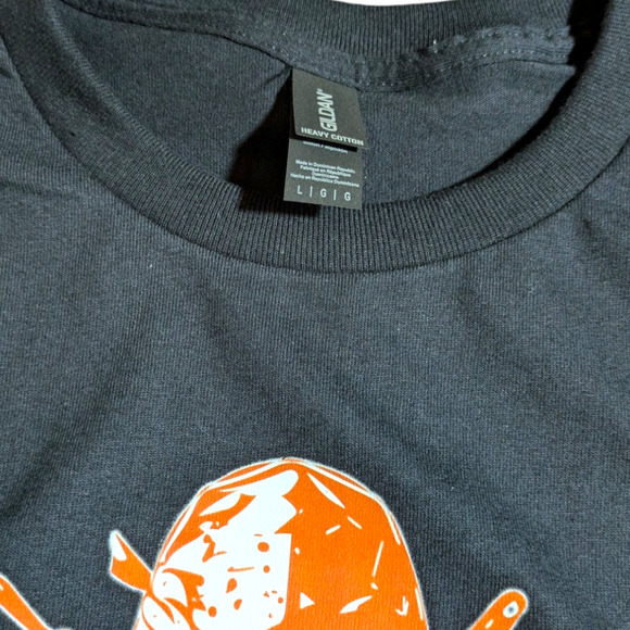 Soldier - Orange/White Graphic - Black Tee Shirt - Size L - All Genders - NWOT - Picture 6 of 7